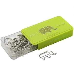 box of paper clips shaped like elephants