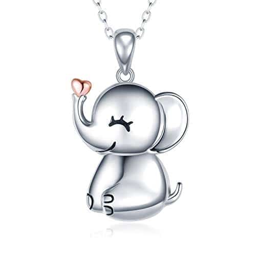 MANBU-925-Sterling-Silver-Cute-Necklace-Luck-Elephant-Pendant-Rose-Gold-Heart-Animal-Jewelry-Women-Girls-Ladies-Kids-0